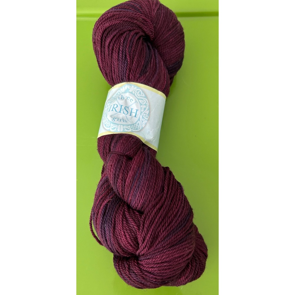 Three Irish Girls Kells Sport Merino Wool Yarn Enna Purple Burgundy 320 Yards